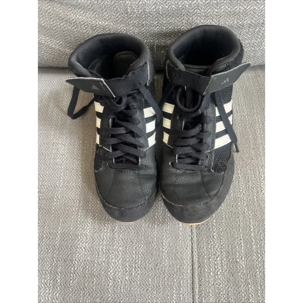 Adidas HVC 2 Youth Wrestling Shoes Size 3 AQ3325 Boxing MMA Hi Top Leather Mat